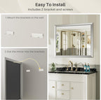 40x36 Inch Brushed Silver Bathroom Mirror - Image 7
