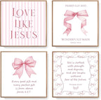 LARTSFRO Coquette Pink Bow Jesus Wall Art Decor Posters, Light Pink Bow by Unknown