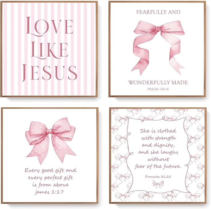 LARTSFRO Coquette Pink Bow Jesus Wall Art Decor Posters, Light Pink Bow by Unknown