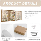 WRFON Botanical and Flower Canvas Wall Art, Framed Wildflower Wall Art Set of 3 - Image 8