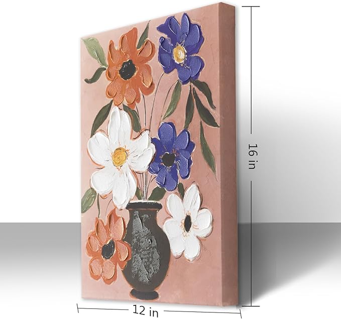 JolyWell Flower Market Print Decor, Abstract Modern Floral Oil Painting-Purple - Image 9