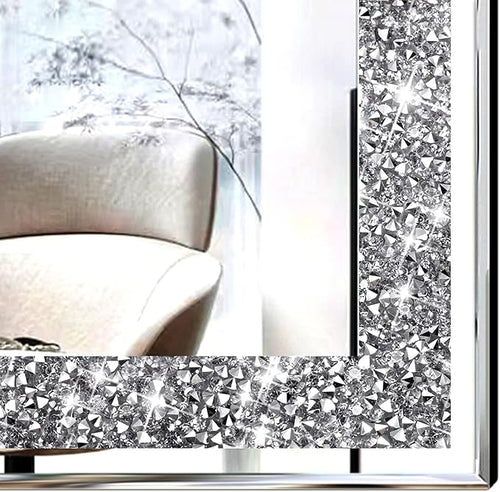 2 Piece Wall Mirrors, Crush Diamond Mirrors Decor - Image 2