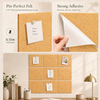 Large Cork Boards for Walls – 48" x 36" Self Adhesive Felt Wall Tiles - Image 3