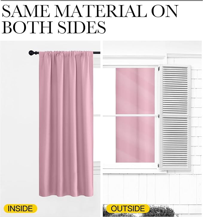 NICETOWN Window Curtains Blackout Drapes, Rouge Pink, 1 Pair, 52 by 72-Inch - Image 5