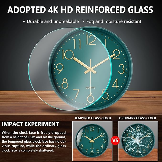 Wall Clock, Silent Wall Clocks Battery Operated 10 Inch- Modern Non Ticking - Image 5