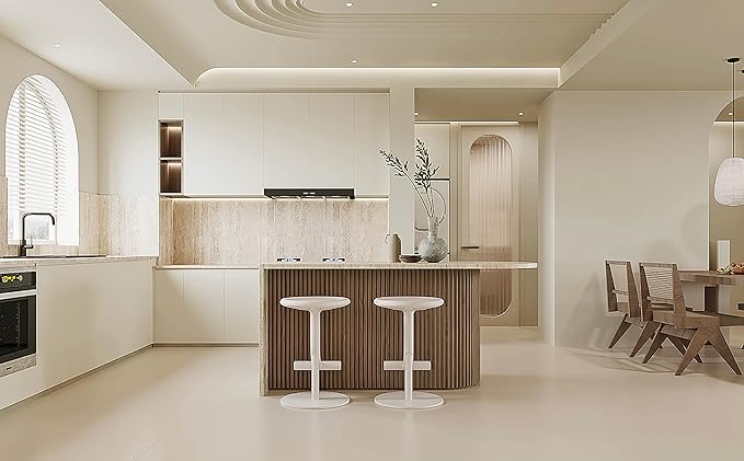 Dimoon 118''x15.7'' Cream Skin Peel and Stick Wallpaper Contact Paper Modern - Image 5