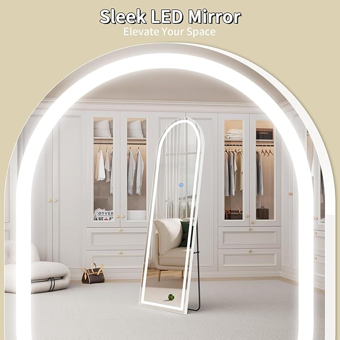 Koonmi LED Arched Full Length Mirror, Lighted Floor Mirrors - Image 2