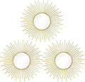 3 Pack Metal Mirrors for Wall Sunburst Wall Mirrors Home Décor Decorative by Uaussi
