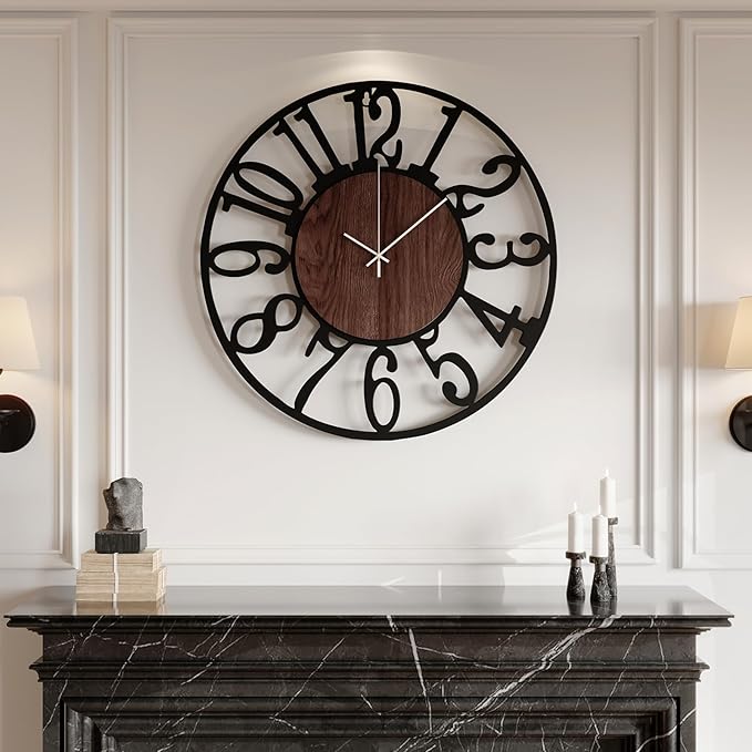 Cuspin 30 Inch Large Wall Clock, Silent Non Ticking Battery Operated Arabic - Image 2