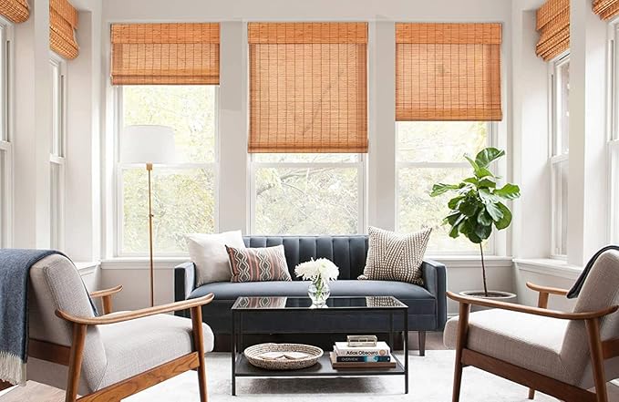 LazBlinds No Tools No Drill Cordless Bamboo Roman Shades, Light Filtering - Image 4