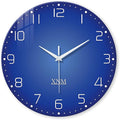 XNM Large Blue Glass Clocks Battery Operated 20 Inch Modern Minimalist Wall by XNMwallclock