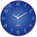 XNM Large Blue Glass Clocks Battery Operated 20 Inch Modern Minimalist Wall by XNMwallclock