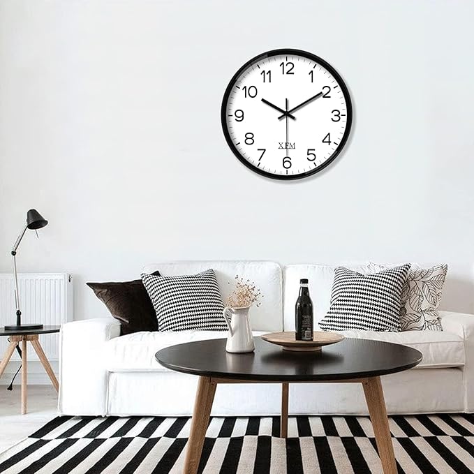 XFM Large Wall Clock Black Silent Wall Clocks Battery Operated 16 Inch Modern - Image 2