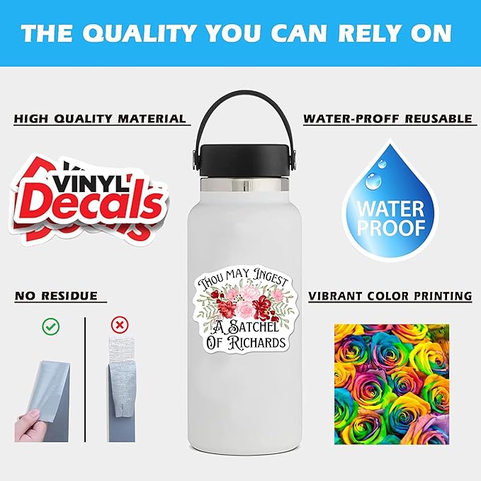 Thou May Ingest a Satchel of Richards Stickers 3Pcs Motivational Inspirational Quote Stickers Vinyl Waterproof Decals for Notebook, Tumbler, Laptop and Water Bottle