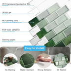 Art3d Peel and Stick Green Wall Tiles – 12"x12" Thicker Design Backsplash - Image 6