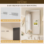 TETOTE Brushed Nickel Bathroom Mirror 16 x 24 Inch - Image 7