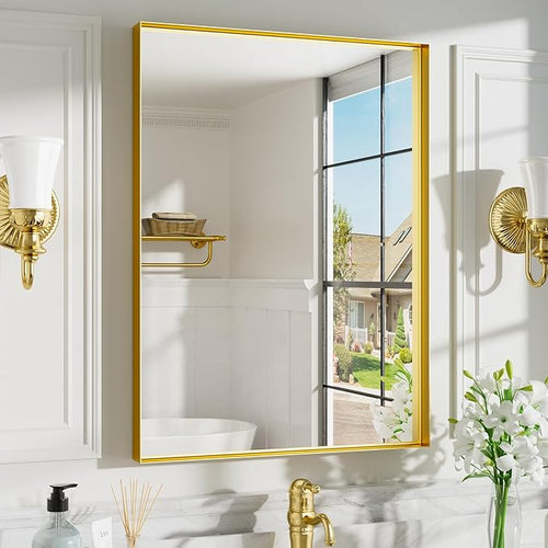 22x30 Inch Gold Bathroom Mirrors by Dimelax