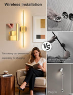 Battery Operated Wall Sconces Set of 2: 10000mAh Rechargeable Wall Lights - Image 3