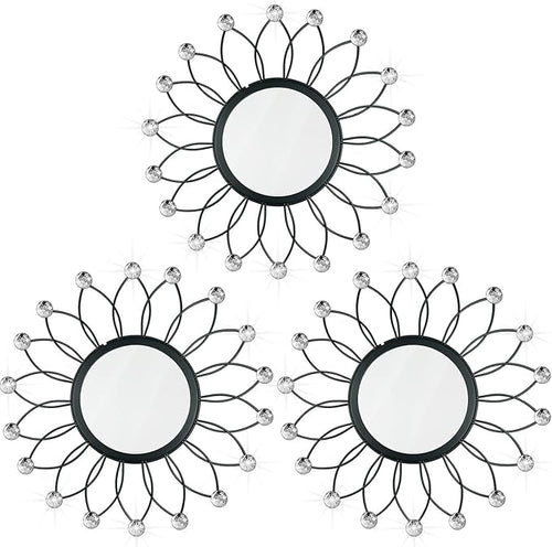 3 Pack Metal Mirrors for Wall Sunburst Wall Mirrors Home Décor Decorative by Uaussi