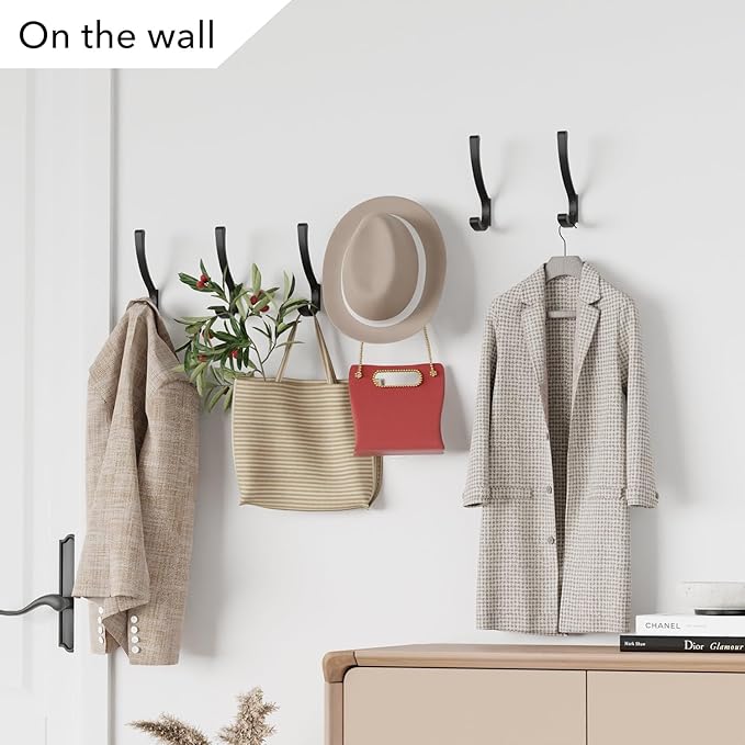 saffruff 8-Pack Wall Mount Coat Hooks, Heavy Duty Metal Hooks - Image 5