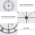 LEIKE 40 Inch Extra Large Modern Wall Clock, Oversize Rustic Round Nearly - Image 3