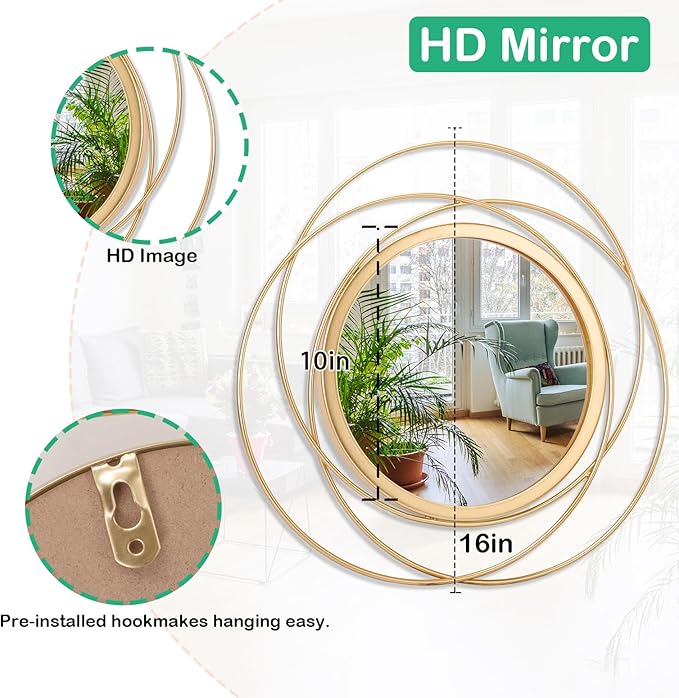 Gold Art Large Round Mirror - Image 7