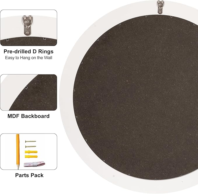 Large Round Mirror 36 Inch, Natural Mother of Pearl Inlay Mosaic Frame Circle - Image 4