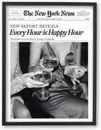 iHery Premium 16x20in Natural Black OAK Wood Trendy Every Hour is Happy Hour by iHery
