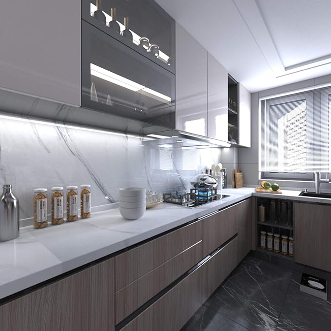 BAYYA White Marble Granite Wallpaper Peel and Stick Countertops Contact Paper - Image 2