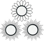 3 Pack Metal Mirrors for Wall Sunburst Wall Mirrors Home Décor Decorative by Uaussi