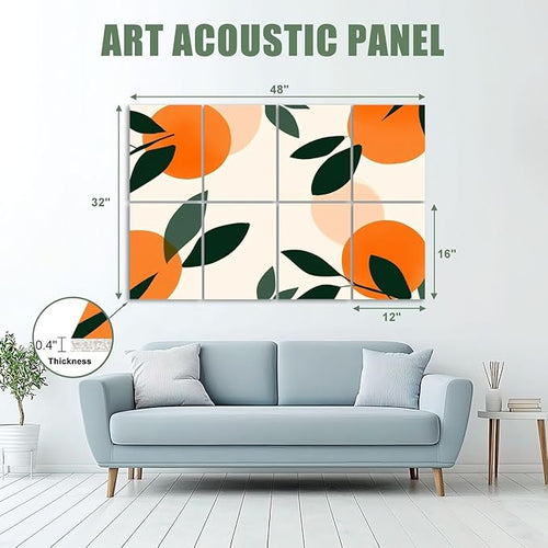 8 Pack Art Acoustic Panels Sound Absorbing Boho Botanical Leaf Orange Green - Image 2