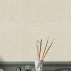 SHUFA Gray Beige Cotton-Like Textured Grasscloth Wallpaper Matte Thick Real - Image 3