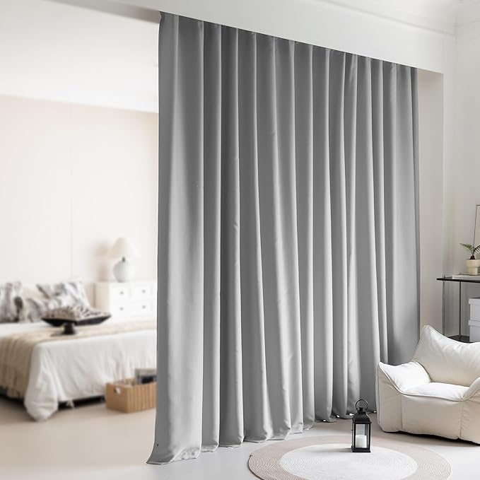 Room Divider Curtains for Ceiling Track Set, Back Tab Blackout Curtains Ceiling by KNEOQIT