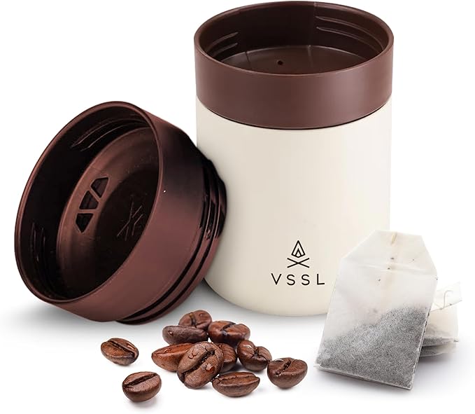 VSSL Nest 10 oz Mug, Stainless Steel, Double Walled, Vacuum Sealed & Integrates Nest Products, Cream