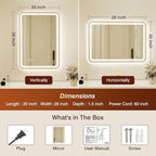 20x28 Inch Gold Framed LED Bathroom Mirror - Image 2