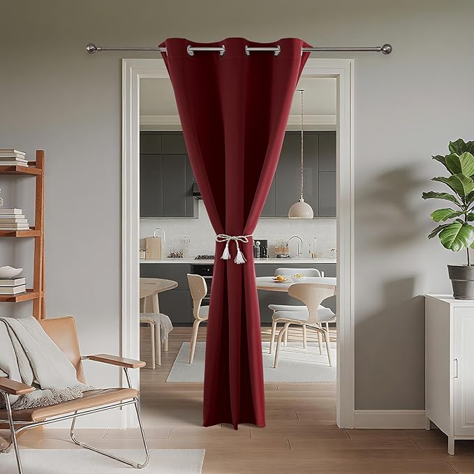 Joydeco Blackout Door Curtain for Doorway Privacy 72 Inches Long, Grommet - Image 2