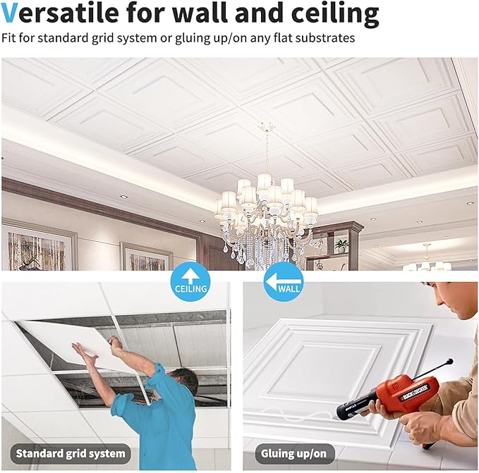 Art3d 48 Pack PVC Ceiling Tiles 24x24 Inches Waterproof Drop Ceiling Tiles/Wall - Image 7