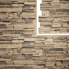 EverStone Cascade Faux Stone Panel, 48 5/8"W x 24 3/4"H x 1 1/4"D, Adobe Color - Image 9