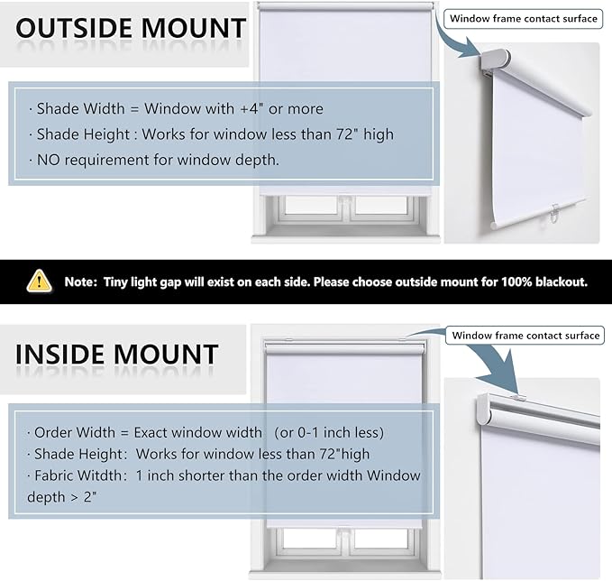 AOSKY Cordless Roller Shades Blackout Blinds - Image 6