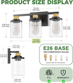 DORESshop 17 Inch Bathroom Light Fixtures, 3-Light Black & Rope Bathroom - Image 5