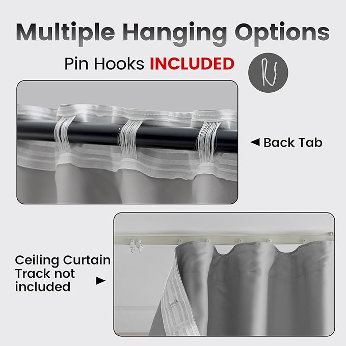 Room Divider Curtains, Back Tab Extra Wide Theater Curtains - Image 2