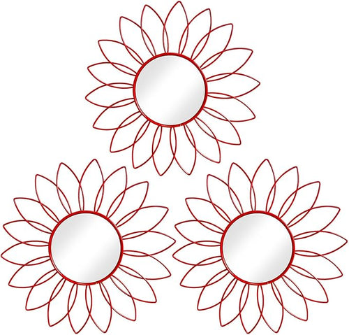3 Pack Metal Mirrors for Wall Sunburst Wall Mirrors Home Décor Decorative by Uaussi