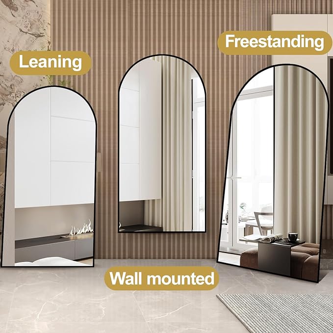 Prywot Arched Full Length Mirror, Modern Full Body Mirrors - Image 7