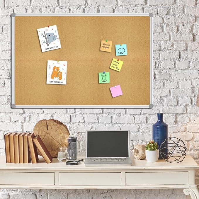 Lockways Large 60" x 36" Large Cork Board Bulletin Board, Framed CorkBoard - Image 4