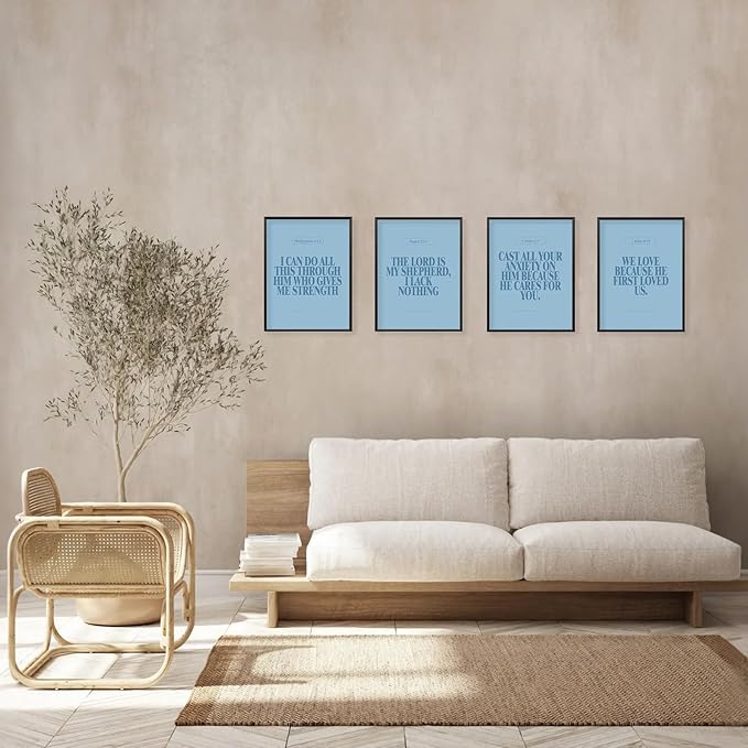 Locomiss Light Blue Christian Wall Art Decor, Modern Bible Verse Prints - Image 4