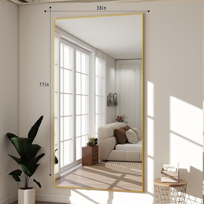 BEAUTYPEAK 76"x34" Rectangle Full Body Floor Mirrors, Full Length Mirror - Image 5