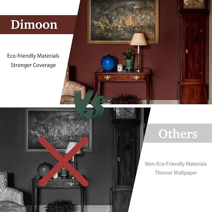 Dimoon 236"x17.7" Peel and Stick Wallpaper Dark Red Contact Paper - Image 8