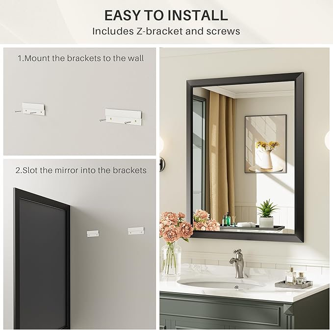 Briivue 48x32 Inch Black Bathroom Mirror - Image 7