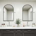 DUMOS Black Metal Arch Vanity Rounded Rectangle Bathroom Mirrors - Image 4