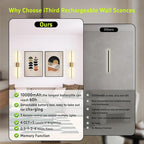 Battery Operated Wall Sconces Set of Two: Dimmable Wireless Wall Lights - Image 4